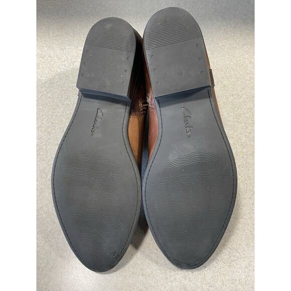 Clarks Womens Addiy Zoie Boot Size 11 Brown Leather Bootie Studded Straps-Zipper - Picture 7 of 11